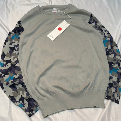 marka Gray Blue Camo Sleeve High Gauge Knit Sweater Size 2