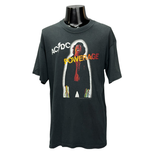AC/DC 00s "POWERAGE" 1978 Album Art Vintage T-Shirt Size L