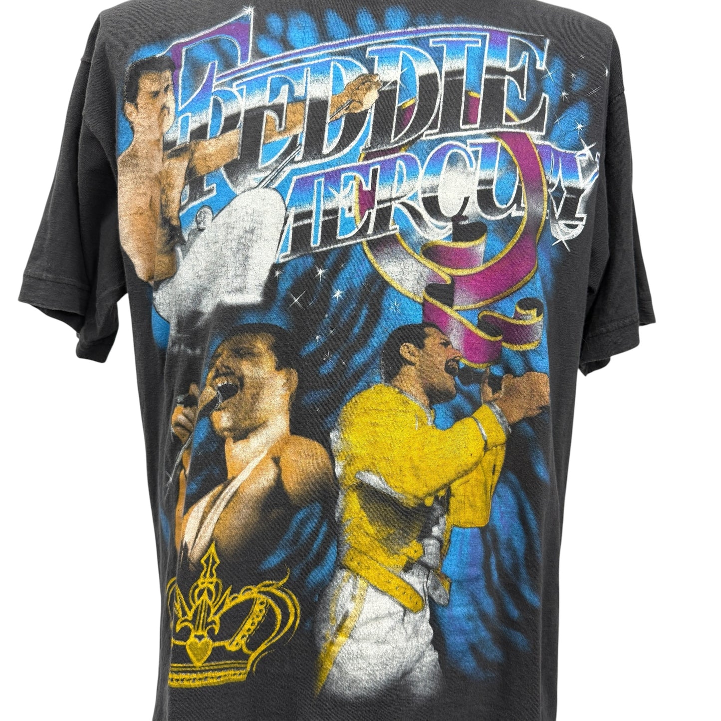 QUEEN 90s Vintage Freddie Mercury Crest Euro T-Shirt Size XL