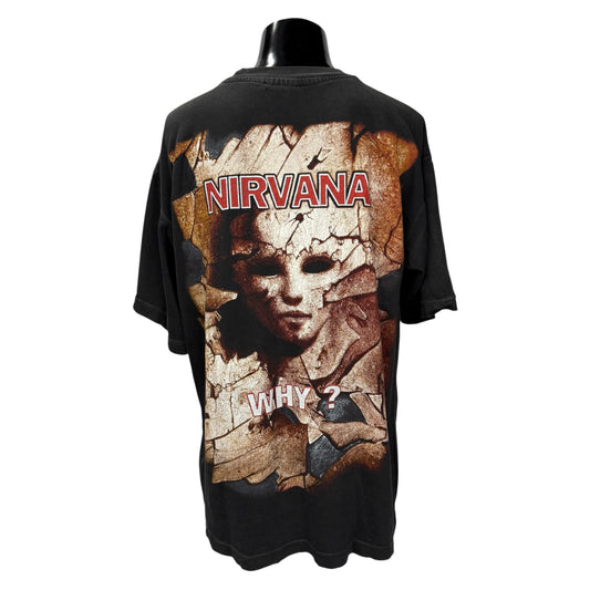 NIRVANA 90s Kurt Cobain Memorial Euro T-Shirt Size XL