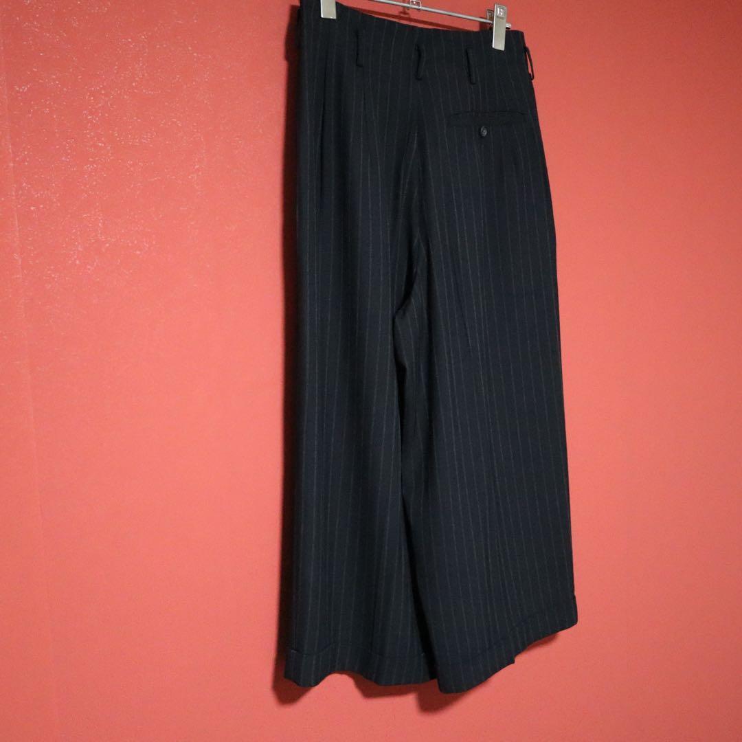 Y's 90s Pinstripe Two-Pleat Cropped Pants Black Size FREE