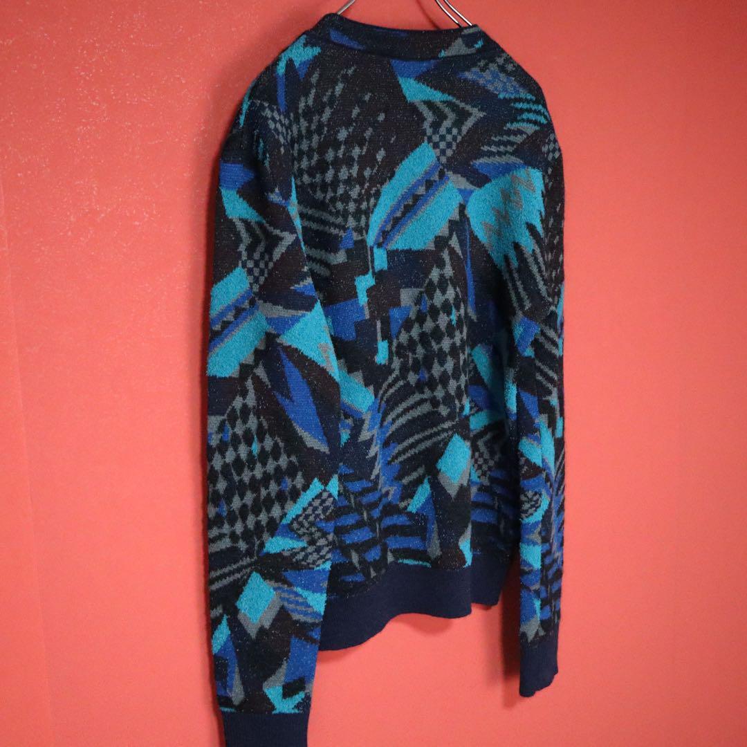 Missoni 20AW Black Blue Geometric Pattern Knit Size M