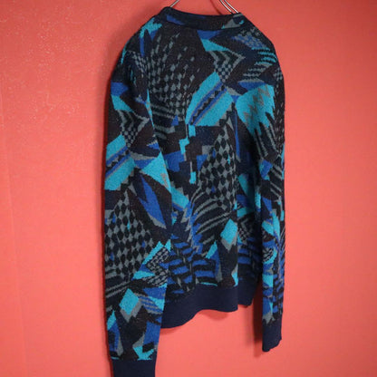 Missoni 20AW Black Blue Geometric Pattern Knit Size M