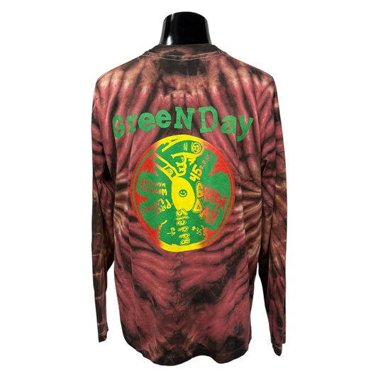 GREEN DAY 90s Vintage Dookie Dog Tie-Dye Long Sleeve T-Shirt Size XL