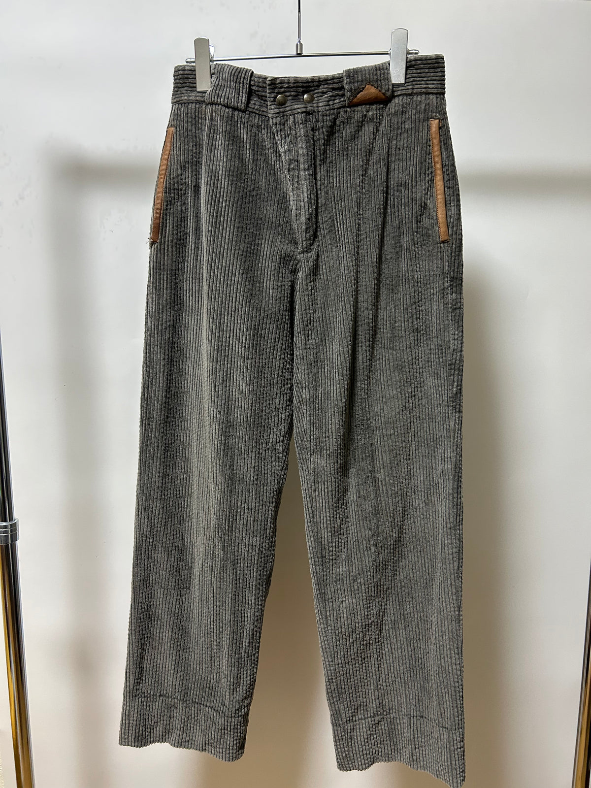 Italian Corduroy Trousers 80s Gray Size S