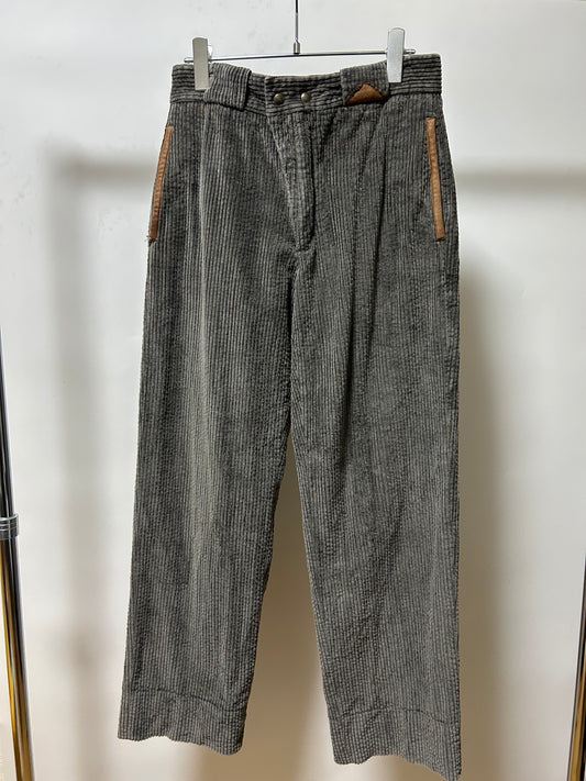 Italian Corduroy Trousers 80s Gray Size S