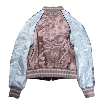 Miu Miu MIU Logo Reversible Rayon Souvenir Jacket Size 36