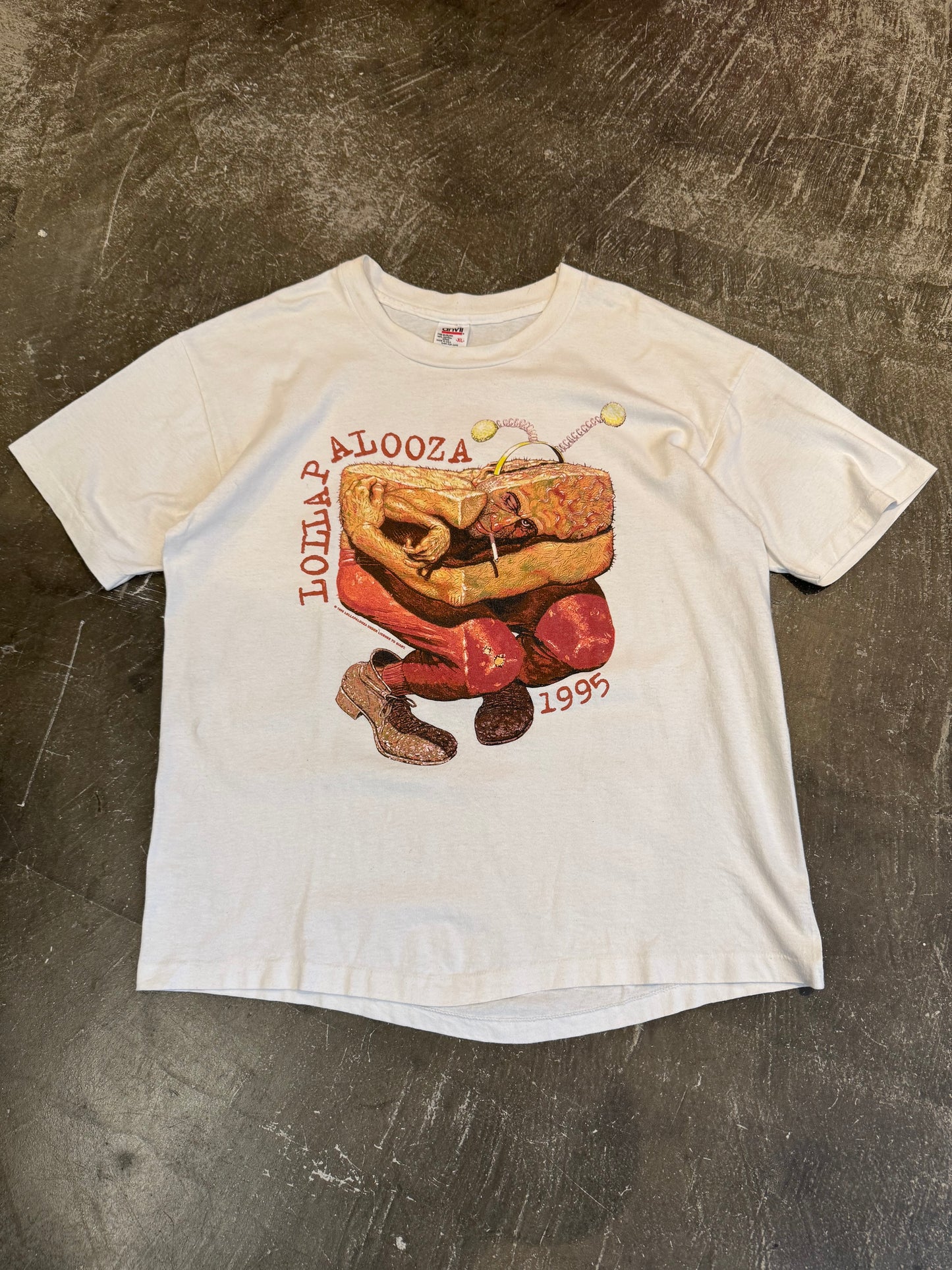 Vintage LOLLAPALOOZA '95 White Cotton T-Shirt Size XL