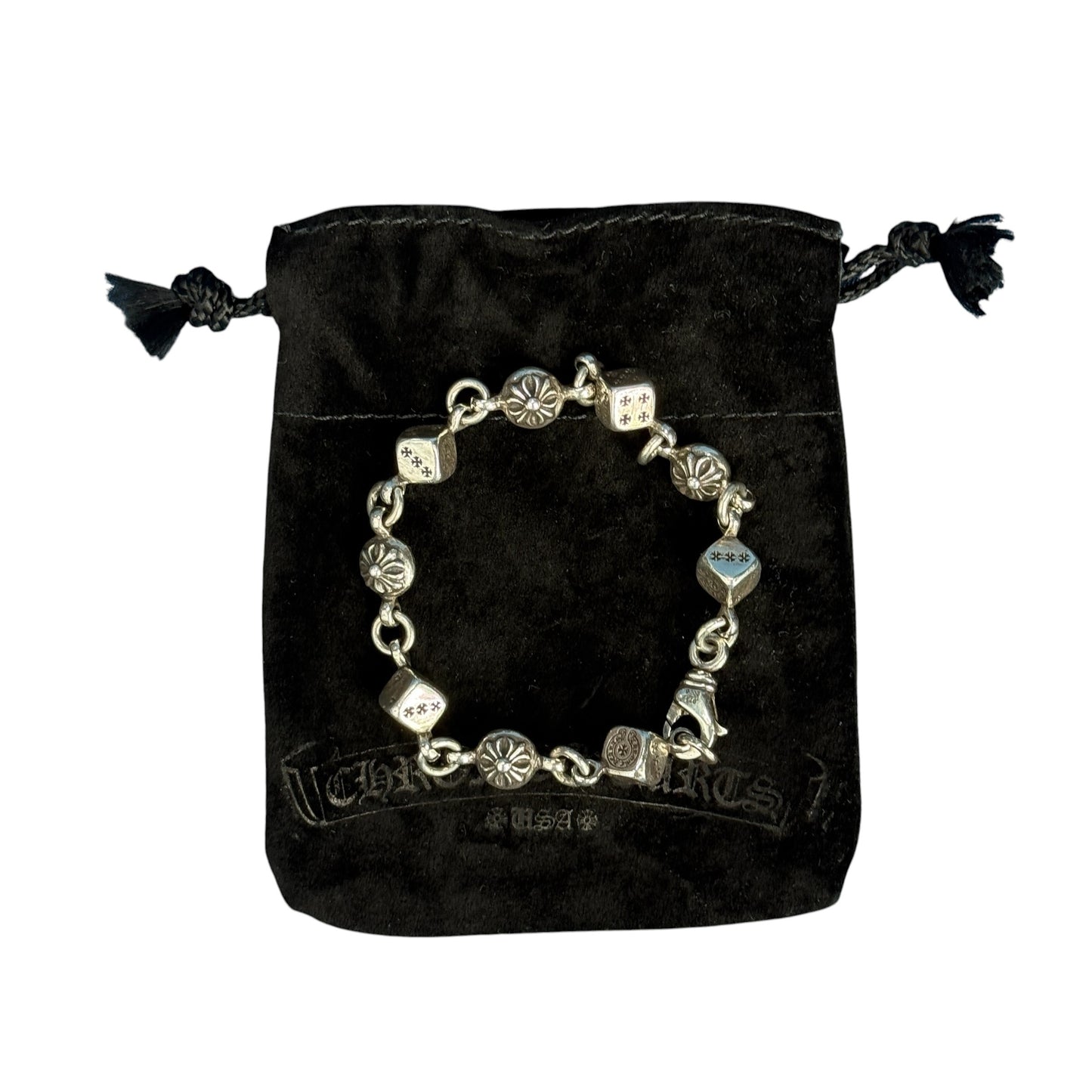 CHROME HEARTS Dice & Crossball Link Bracelet Size ONE SIZE