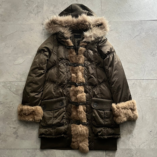 Vintage Green Faux Fur Jacket Size 02