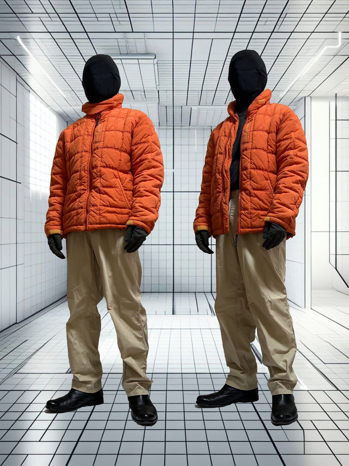 GOODENOUGH 2000s Orange Nylon Puffer Jacket Size M