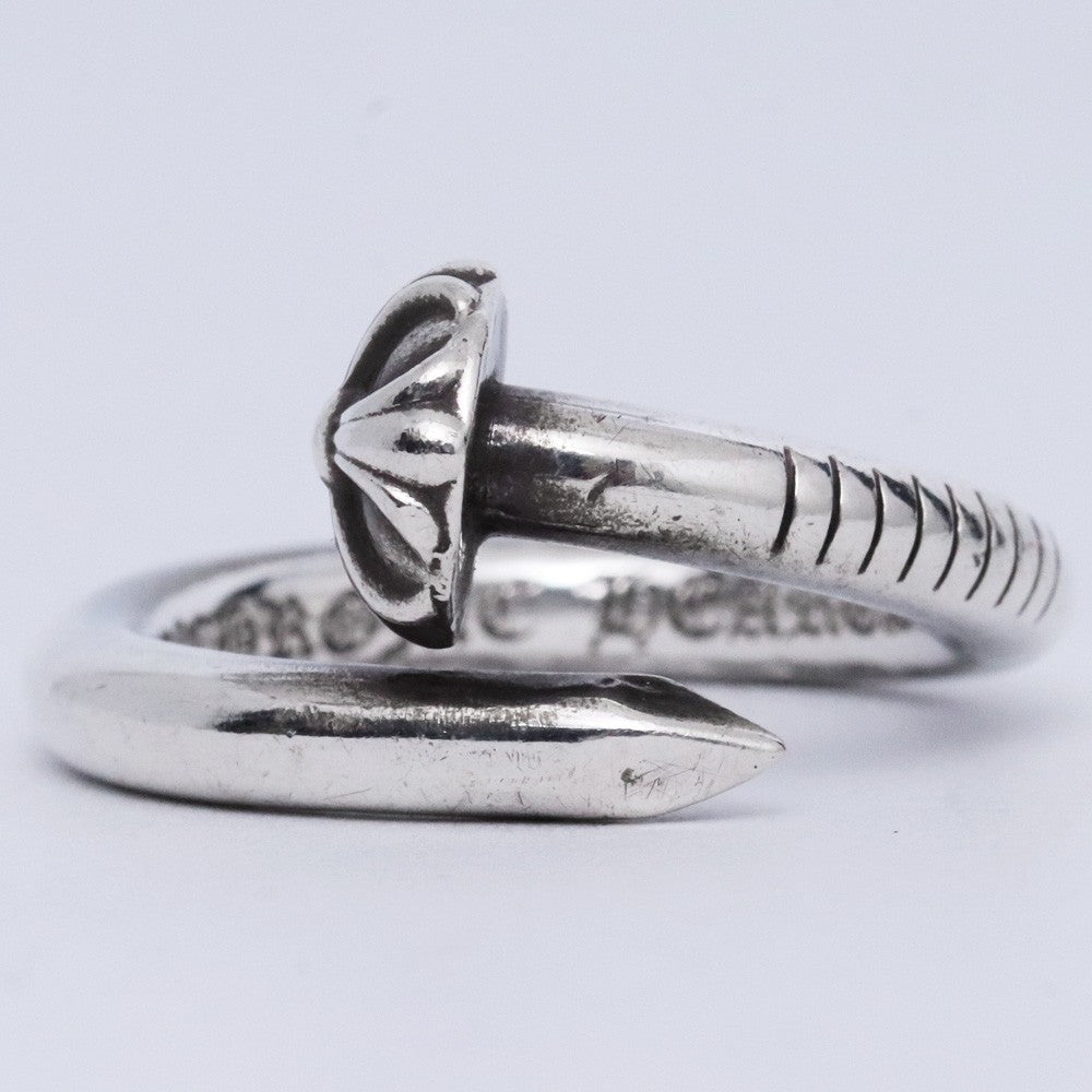 Chrome Hearts Silver Nail Cross Ball Ring Size US 7