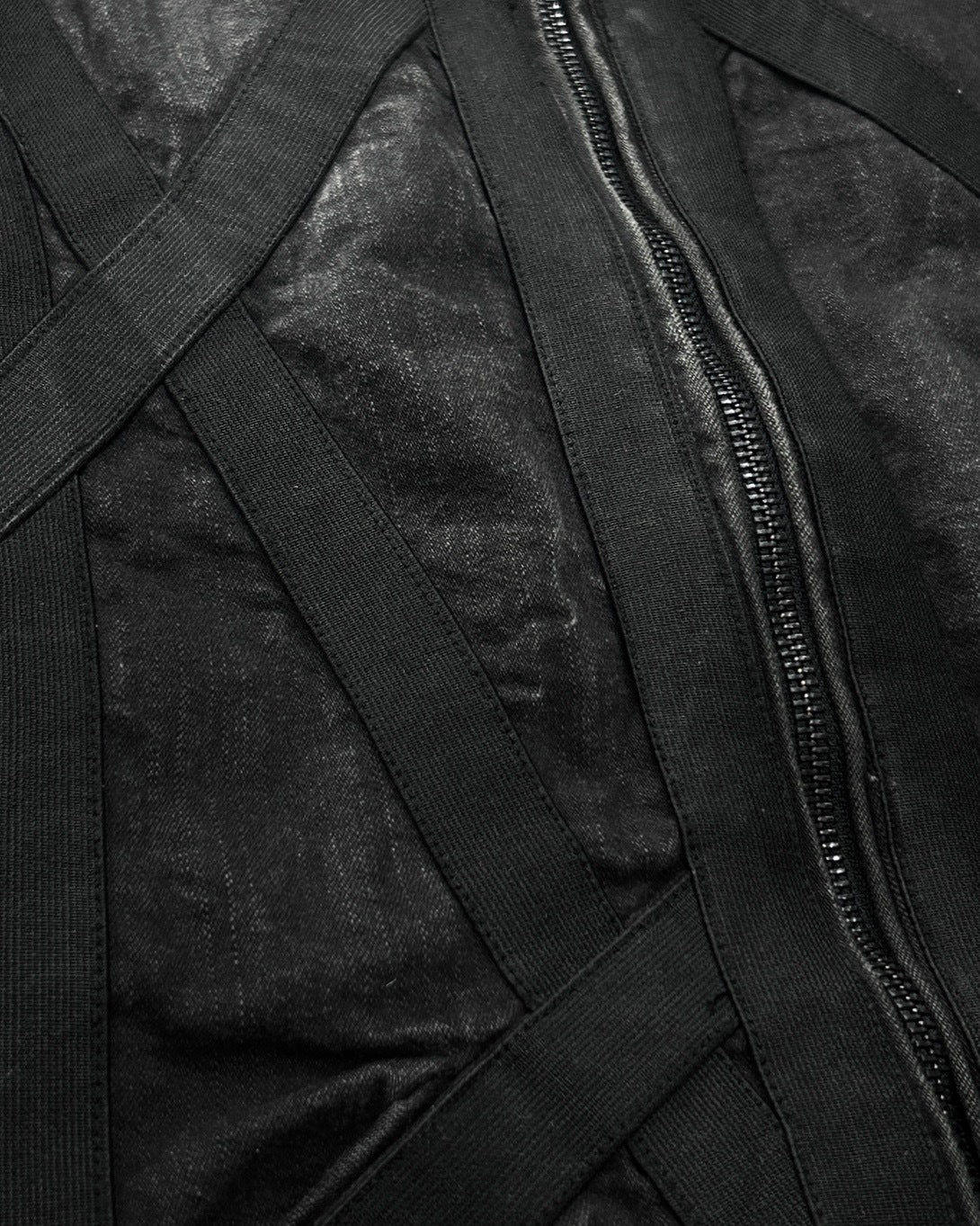 Dirain 2010s Cross Tape Zip Jacket Cotton Blend Black Size 1