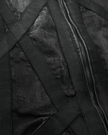 Dirain 2010s Cross Tape Zip Jacket Cotton Blend Black Size 1