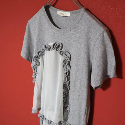 COMME des GARCONS 13SS Chiffon Ruffle T-Shirt Gray Size XS