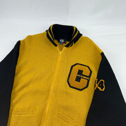Vintage C.C.KANSAI Lettered Wool Knit Cardigan Multi Size 3
