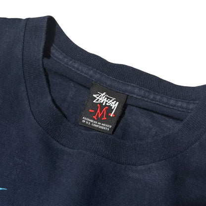 Stussy London Chapter Skull Gothic Navy Blue T-Shirt Size M