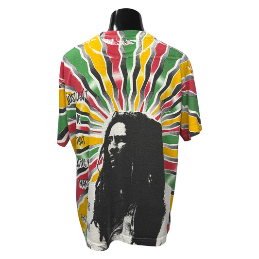 BOB MARLEY 90s USA All-Over Print T-Shirt Size XL