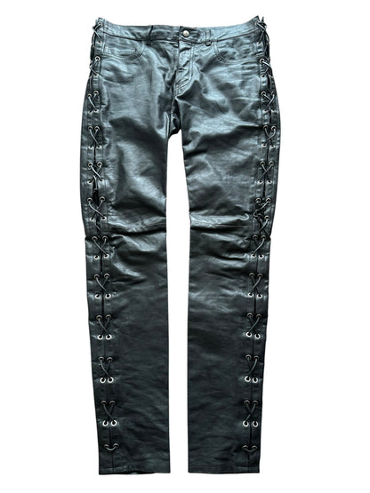 Saint Laurent AW14 Lace Up Cowhide Leather Pants
