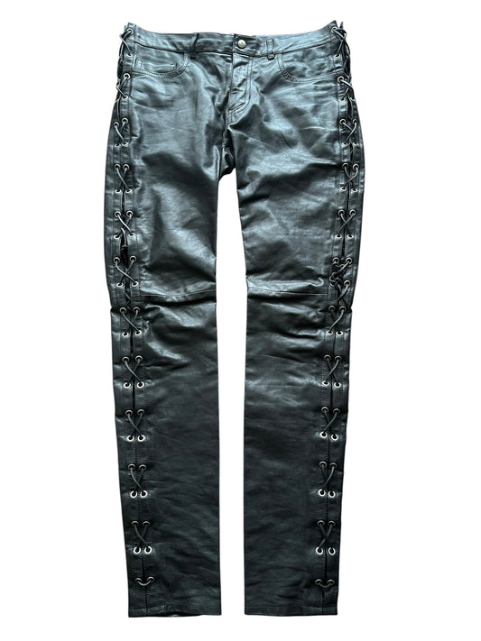 Saint Laurent AW14 Lace Up Cowhide Leather Pants