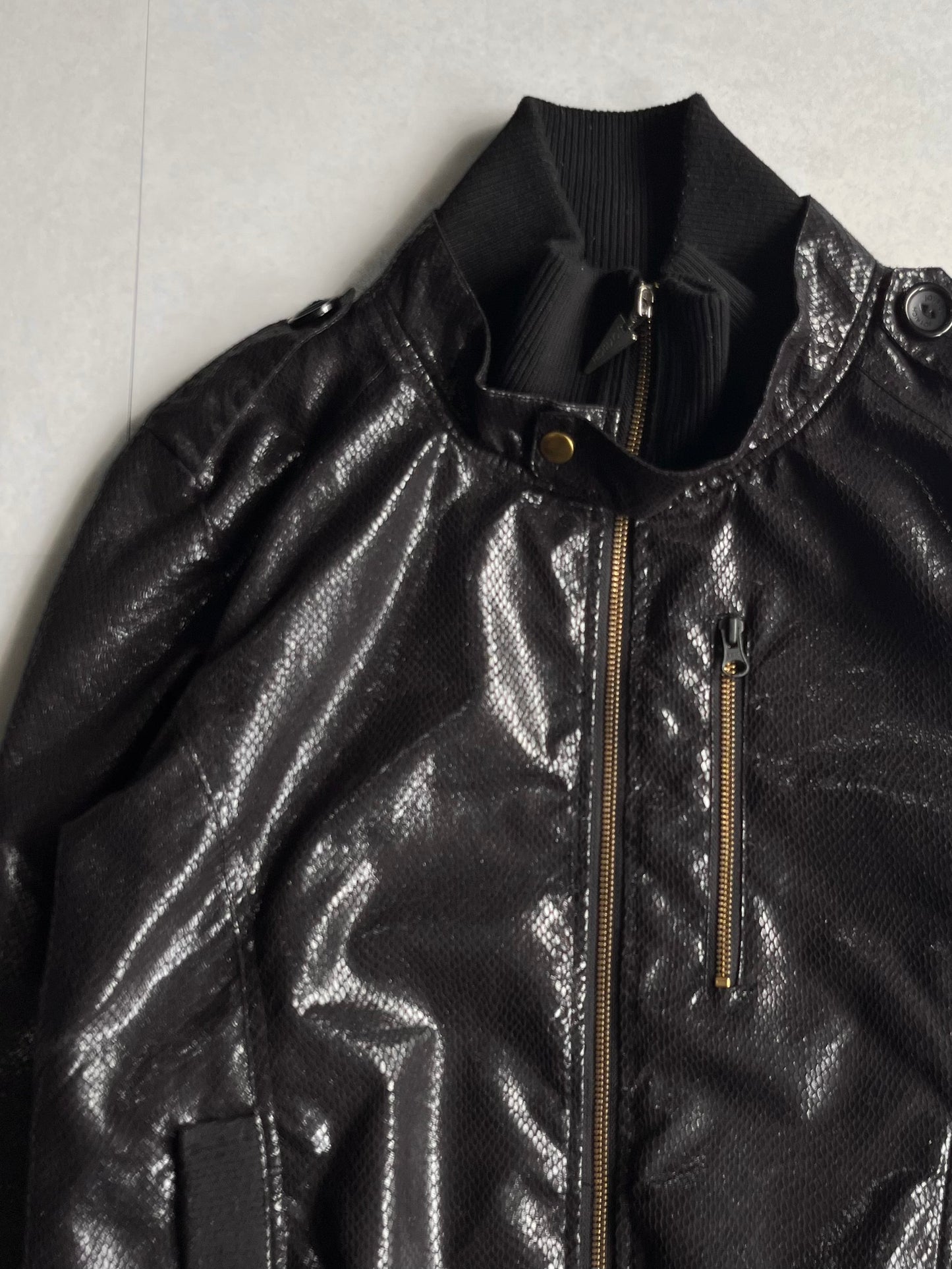 Joyrich Python Faux Leather Jacket Black Size M