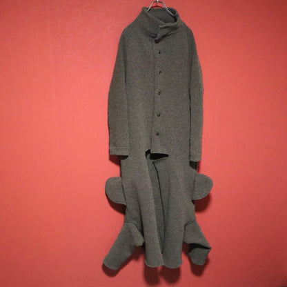 Y's 00s Asymmetric Sleeve Inside-Out Wool Coat Brown Size 3