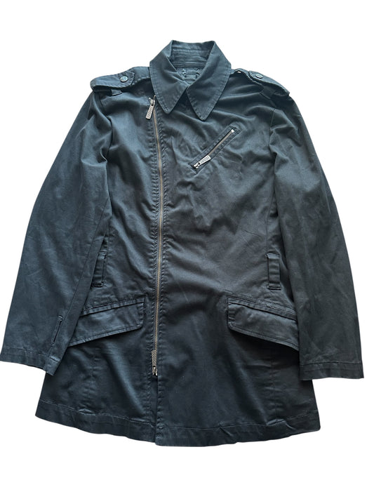 Vintage Black Slim-Fit Military Coat Size M