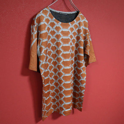 Issey Miyake Archive Patterned Pleated Orange T-Shirt Size 2