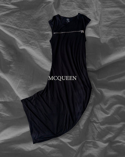 McQ Alexander McQueen SS12 Lyocell Drape Dress Black Size M
