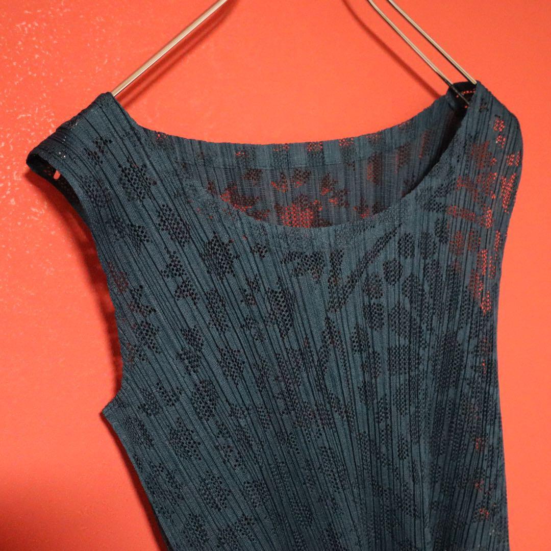 Vintage PLEATS PLEASE Sheer Pleated Patterned Tank Size 3