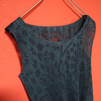 Vintage PLEATS PLEASE Sheer Pleated Patterned Tank Size 3