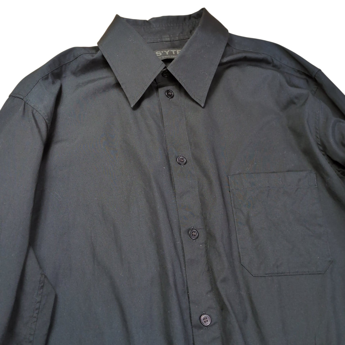 S'YTE Black Cotton Broad Regular Collar Long Sleeve Shirt Size 4