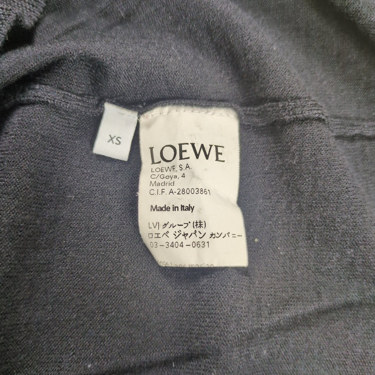 LOEWE Black Triangle Design Merino Wool Sweater Size XS