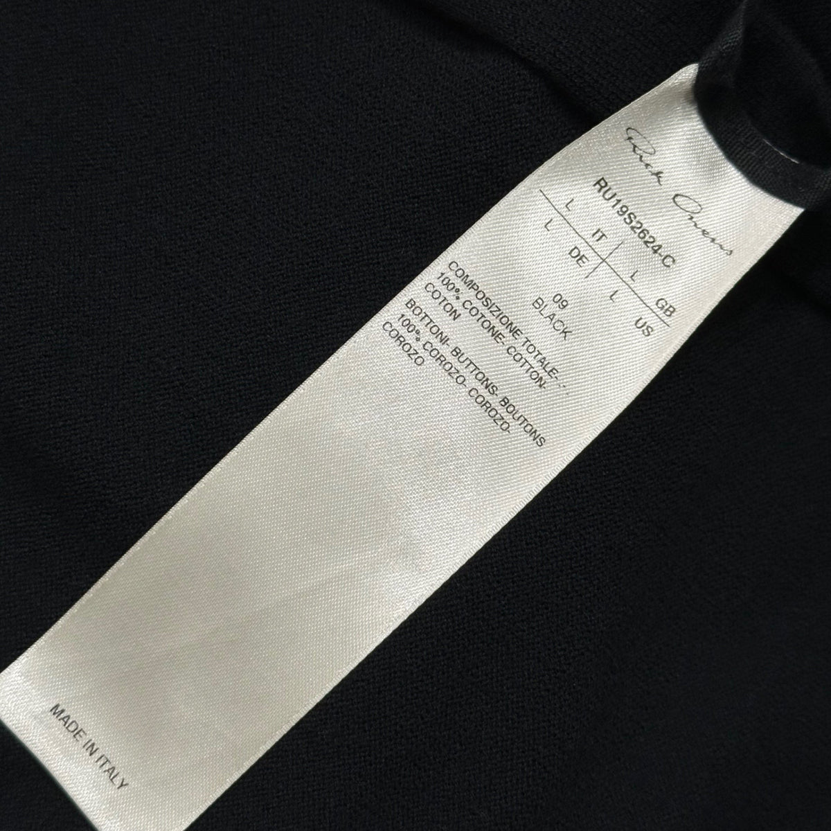 Rick Owens 19SS Cotton Hooded Cardigan Black Size L
