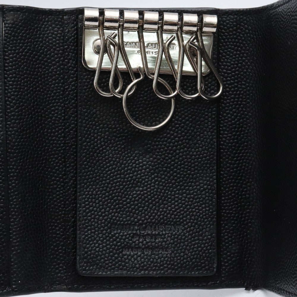 SAINT LAURENT PARIS 6-Ring Leather Key Case Black Size F