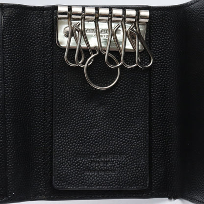 SAINT LAURENT PARIS 6-Ring Leather Key Case Black Size F