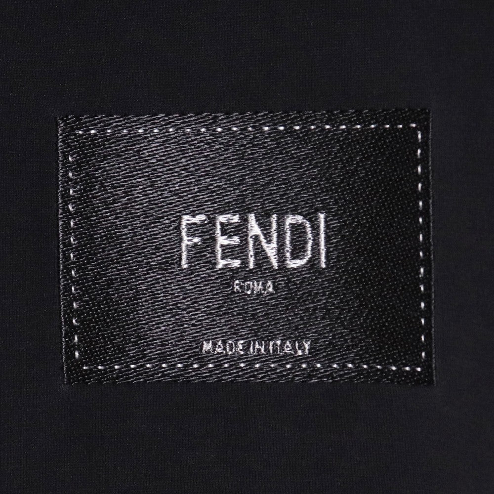 FENDI Logo Label Cotton T-Shirt Black Size L