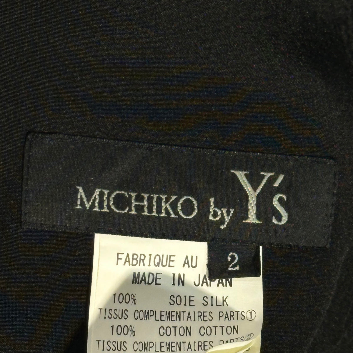 MICHIKO by Y's Back Zip Chest Design Silk Dress Size 2