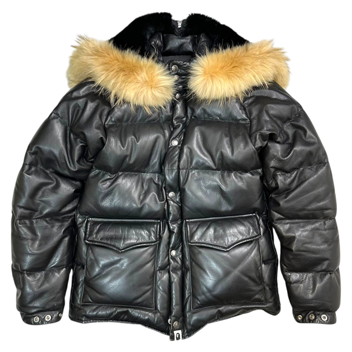 Bape A BATHING APE 00s Racoon Fur Down Jacket Blk Size S