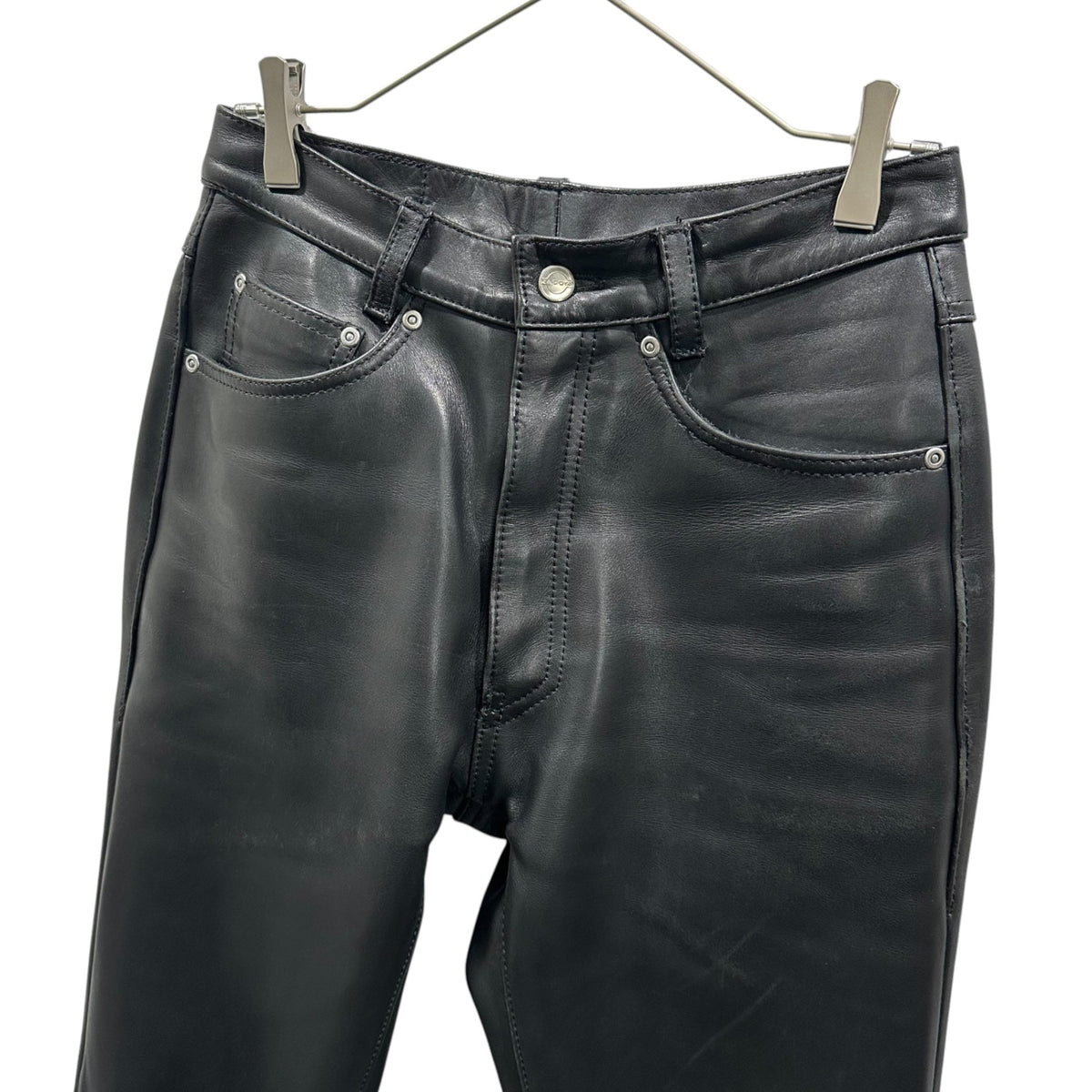 KADOYA Leather Biker Pants Black Size W30