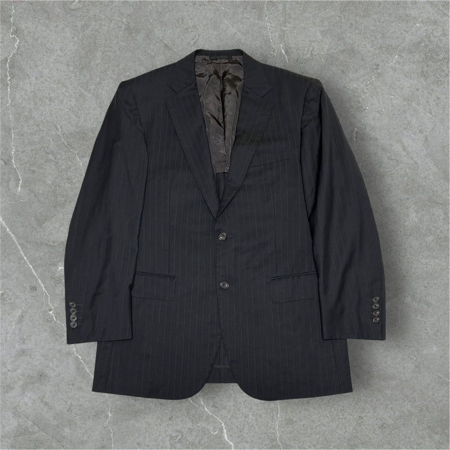 BURBERRY LONDON 00s Stripe Wool/Silk Tailored Jacket
