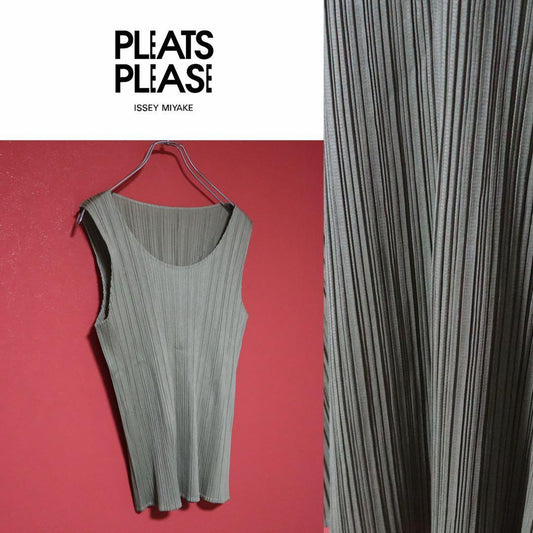 PLEATS PLEASE 97SS Pleated Sleeveless Top Green Size 3