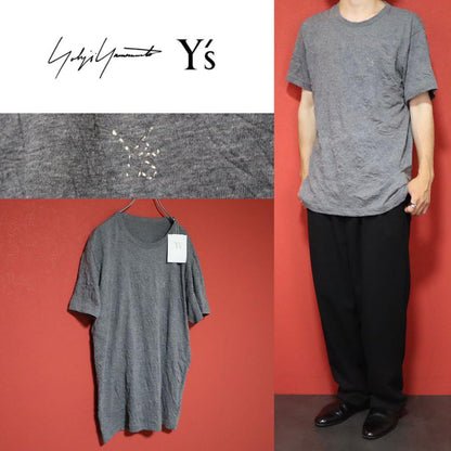 Yohji Yamamoto Y's Wrinkled Logo Embroidered T-Shirt Size 4