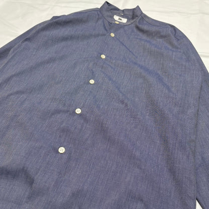 ISSEY MIYAKE Blue Cotton Chambray Band Collar Shirt Size L