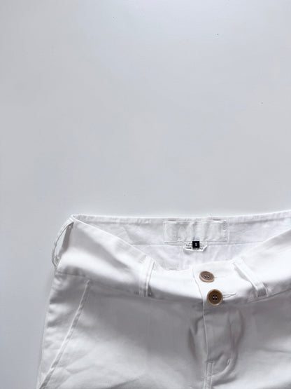 Ganryu White Drop Crotch Cropped Pants