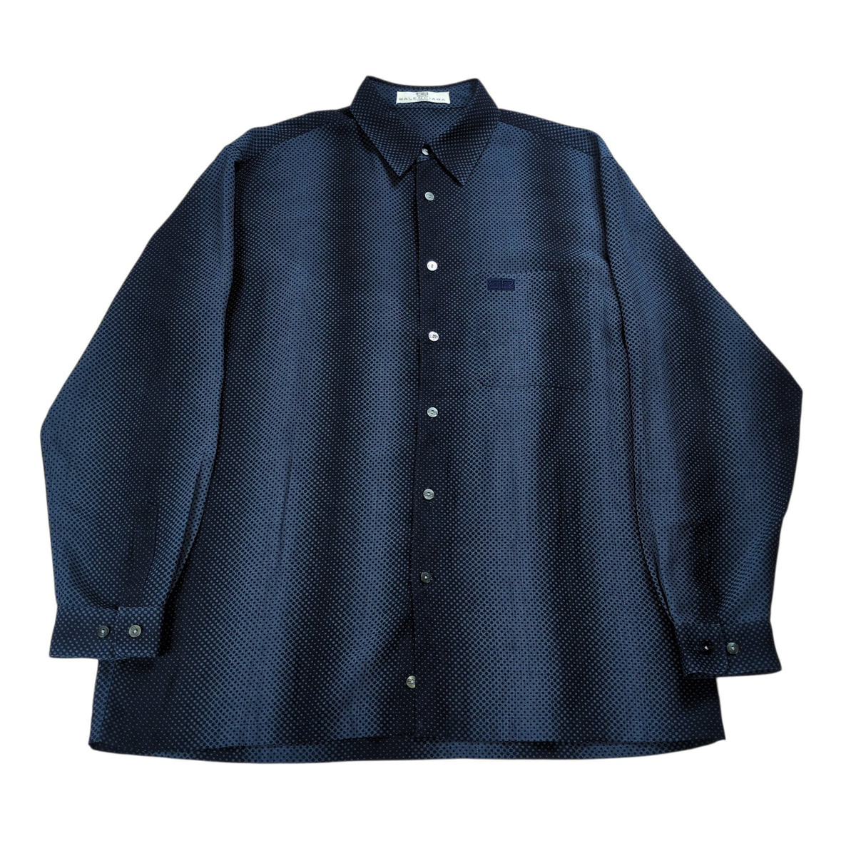 BALENCIAGA 90s BB Logo Oversized Button Shirt Navy Size L
