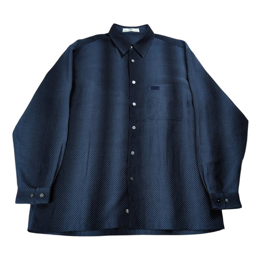 BALENCIAGA 90s BB Logo Oversized Button Shirt Navy Size L