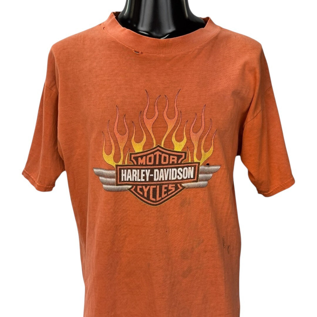 HARLEY DAVIDSON Vintage Cox's Flames Dealer T-Shirt Size L