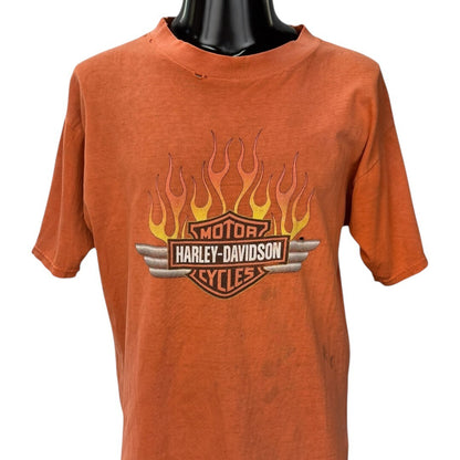 HARLEY DAVIDSON Vintage Cox's Flames Dealer T-Shirt Size L