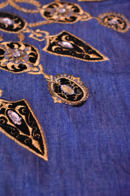 Vintage Ficce uomo Gold Bullion Denim Shirt Size M